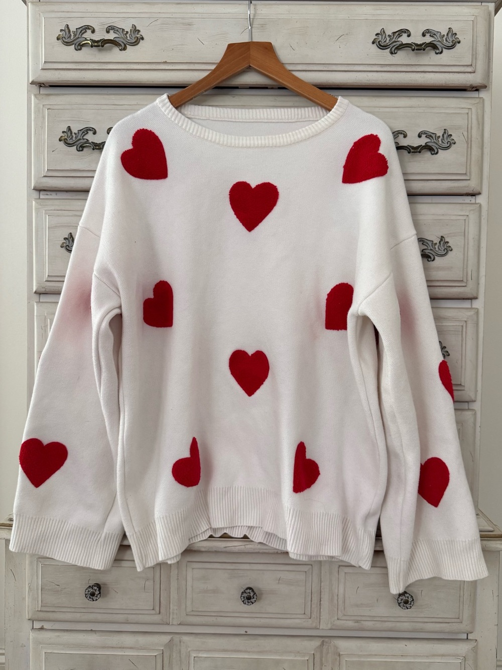 Red Hearts Oversized Sweater